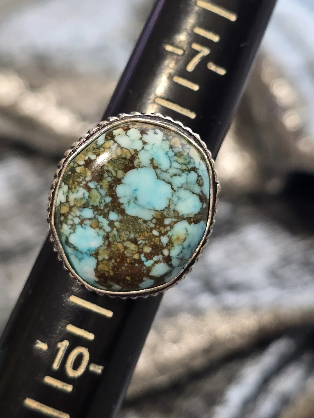Turquoise Statement Ring - Blue and Brown Oval Stone